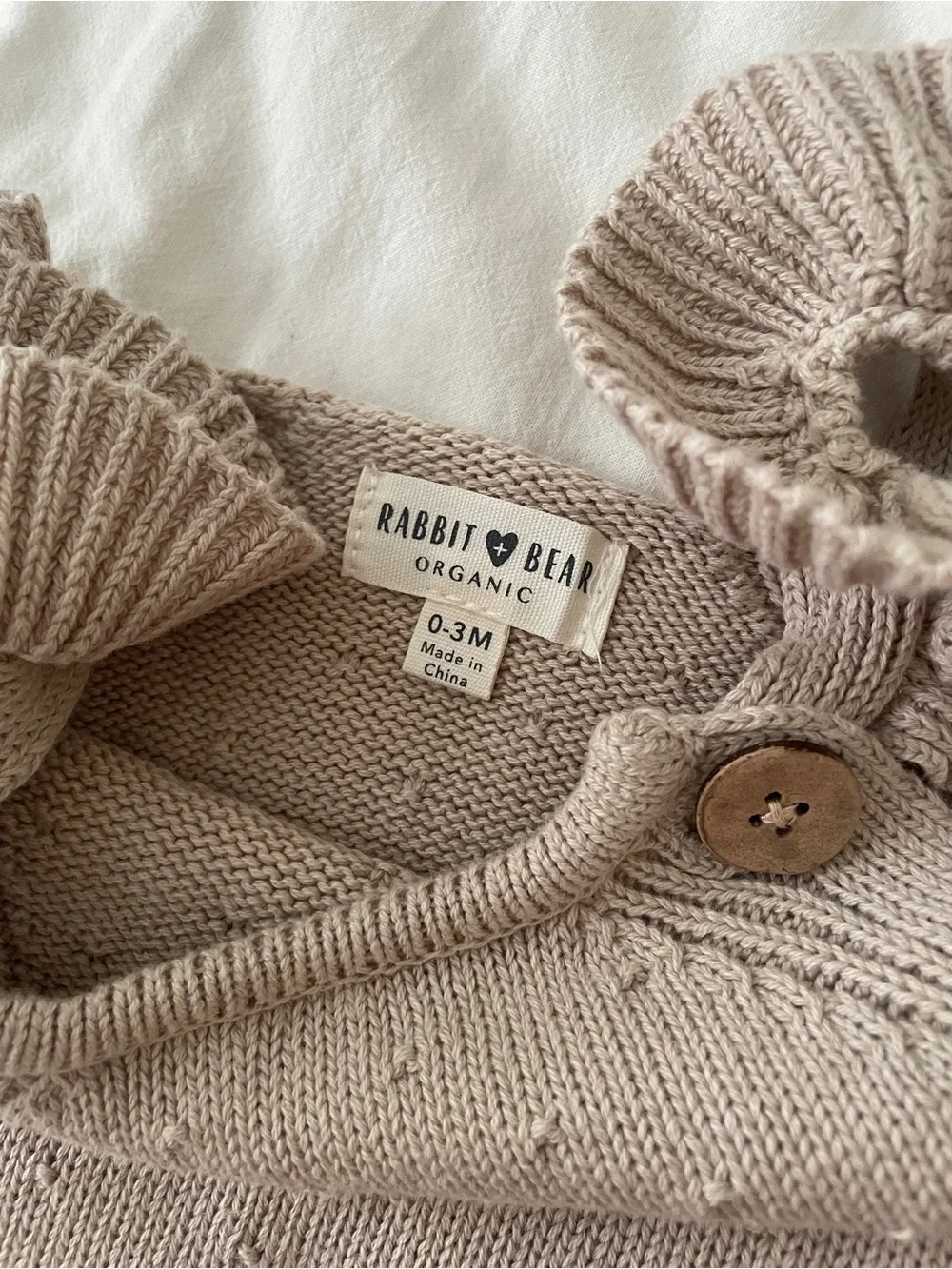 Beige Knit Baby Romper with Ruffle Straps, Baby 0-3M
